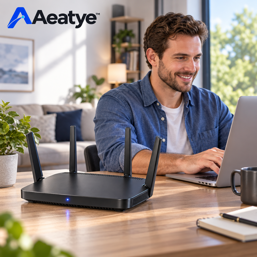 Four-Antenna Wireless Router — supplied styled scene