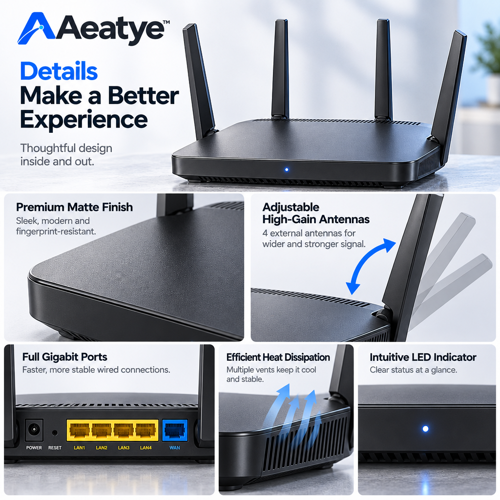 Four-Antenna Wireless Router — supplied promotional detail graphic
