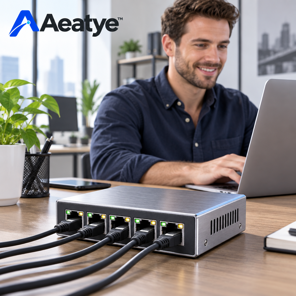 Five-Port Ethernet Switch — supplied styled scene