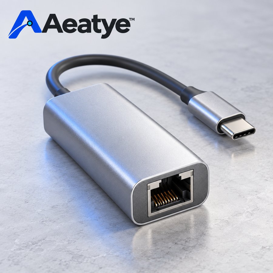 Aeatye™ USB-C to Gigabit Ethernet Adapter with Aluminum Housing
