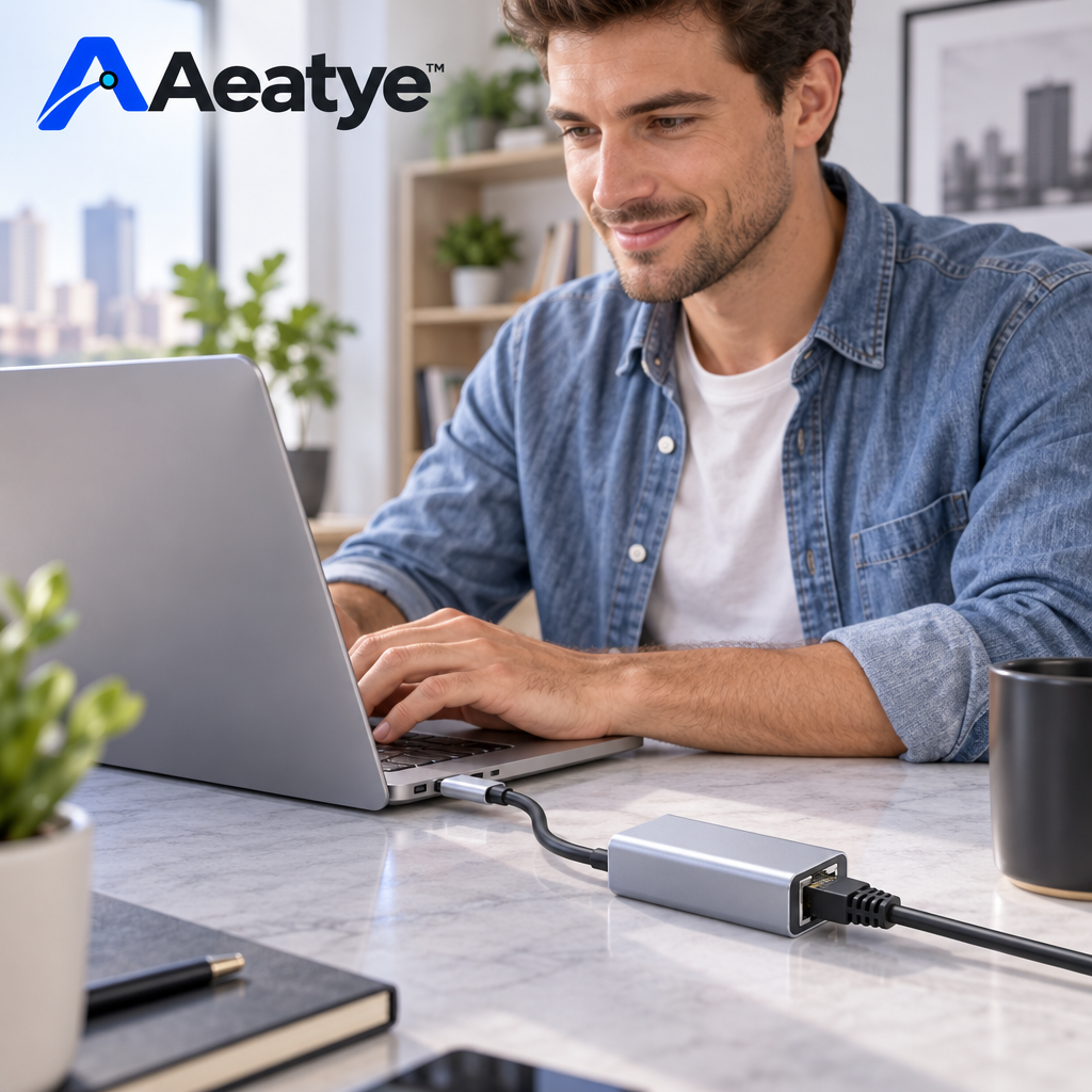 Usb-C Wired Network Adapter — supplied styled scene