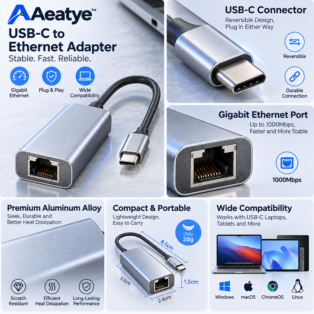 Usb-C Wired Network Adapter — supplied promotional detail graphic