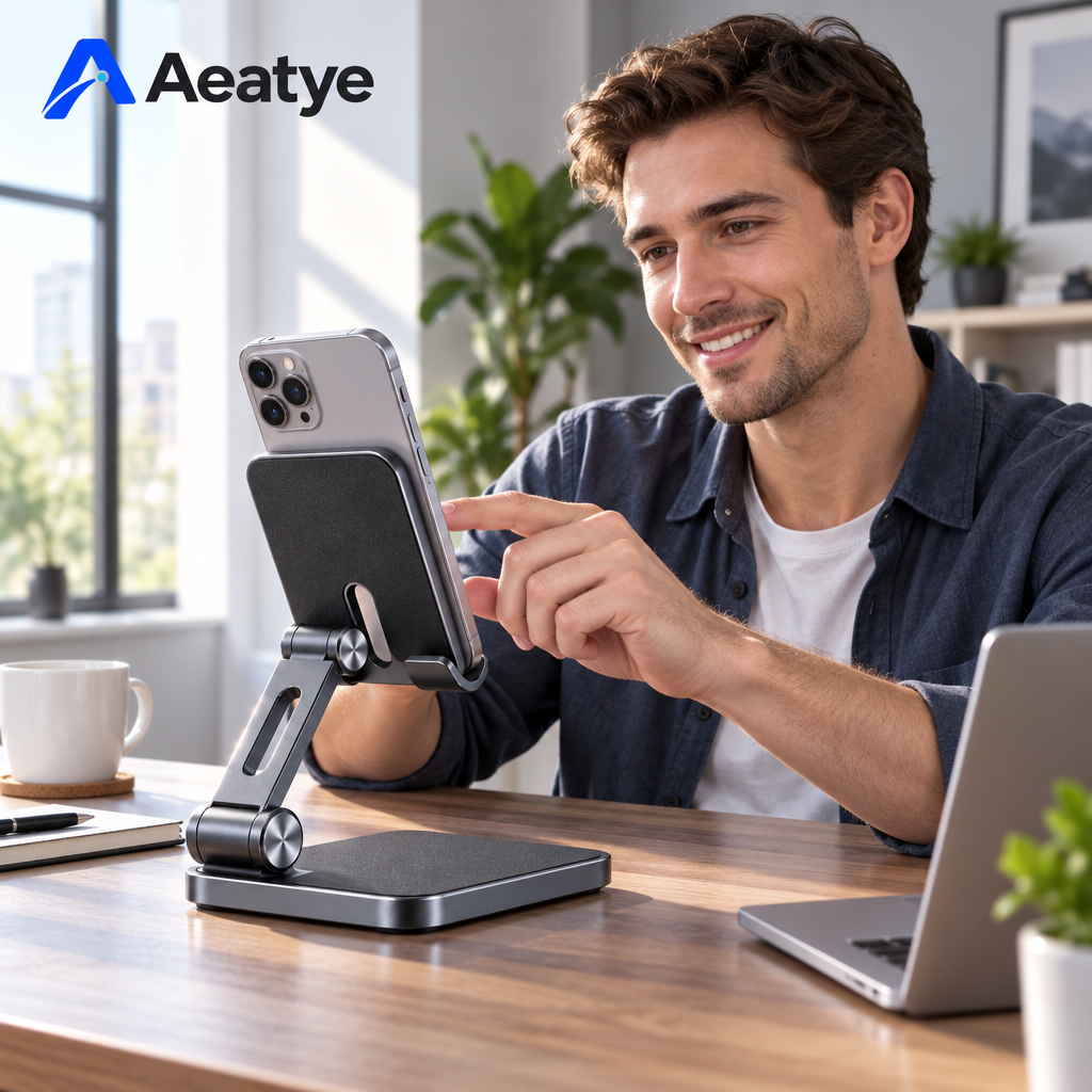 Folding Phone Stand — supplied styled scene