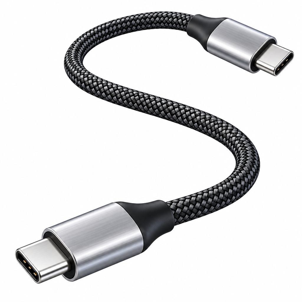 Short Braided Usb-C Charging Cable — isolated product view
