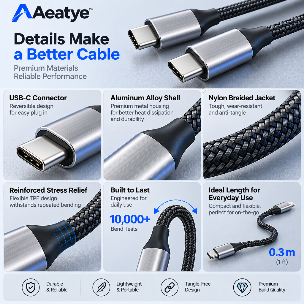 Short Braided Usb-C Charging Cable — supplied promotional detail graphic